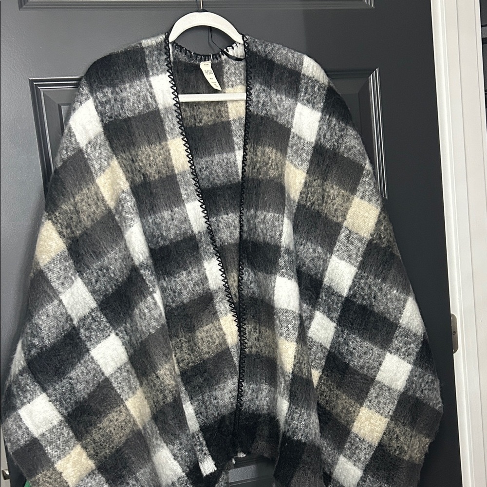 a.n.a Black and White Plaid Cape